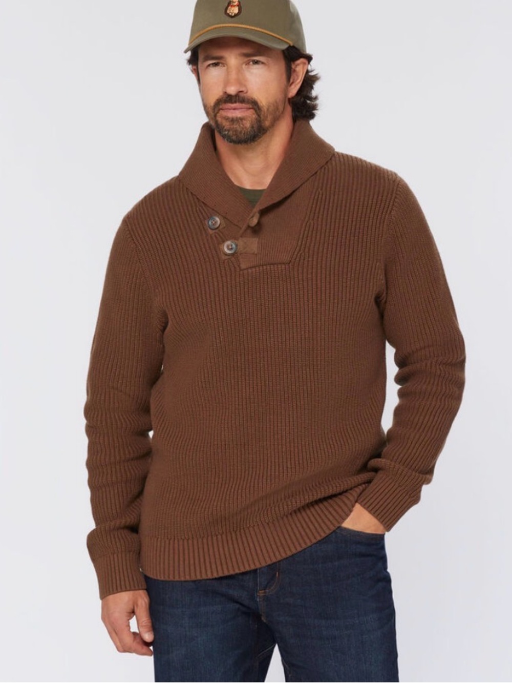 Duluth Trading Co Men’s 3XL Brigadier Shawl Collar Sweater Cocoa Bean Brown Wool